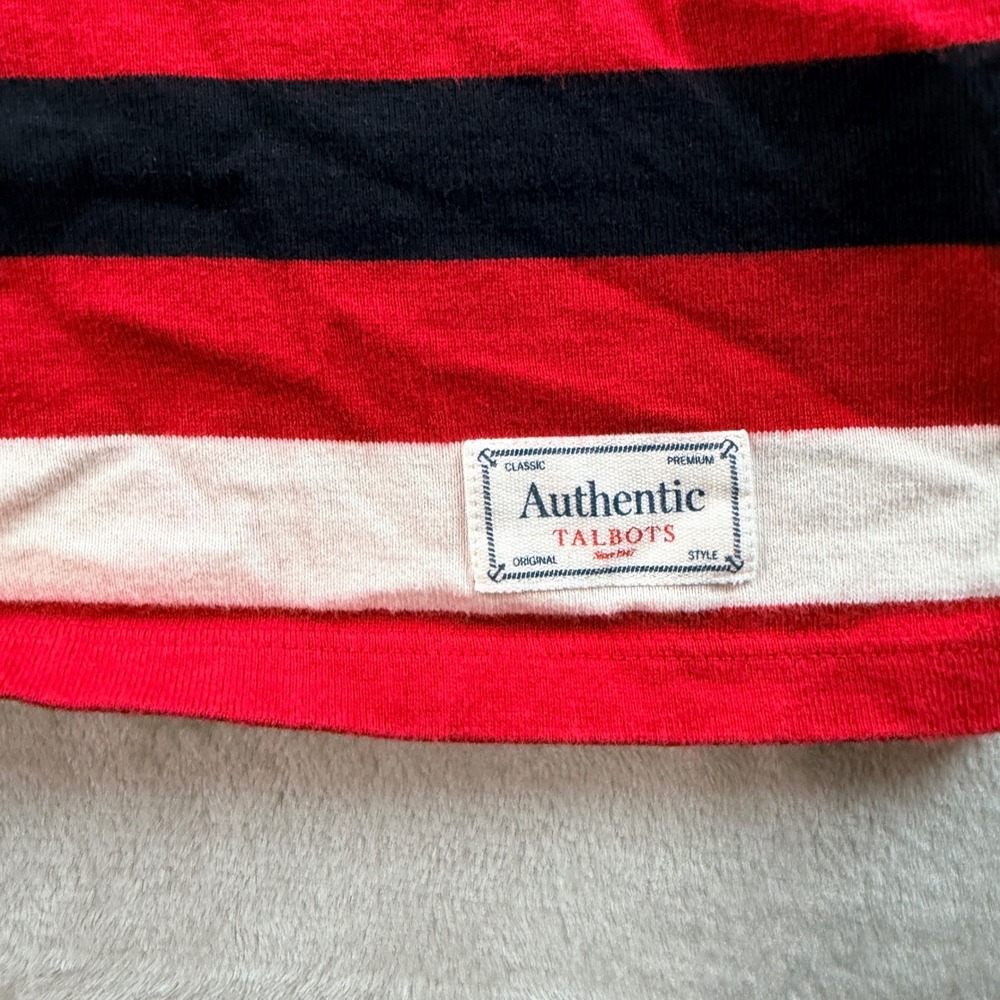 Talbots Women's XL Petite Authentic Striped Long Sleeve Tee Red White - Picture 8 of 8